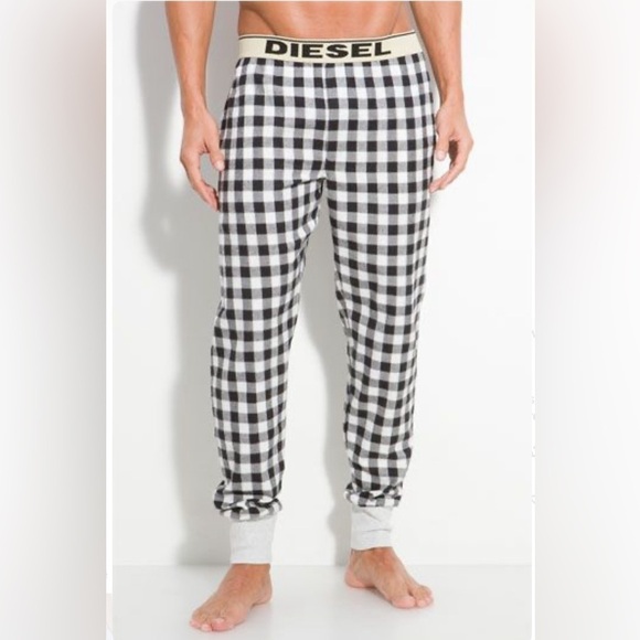 DIESEL® Buffalo Check Boxer Style Long Lounge Pants in Green & White Sz M - Picture 1 of 7
